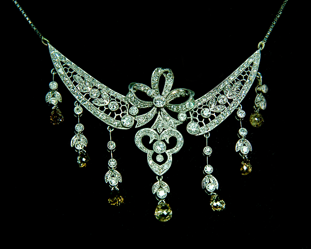 Emerald Diamond Art Deco Style Necklace 18 Karat White Gold .80 Carat  Diamond For Sale at 1stDibs | art deco necklaces, art deco diamond necklace,  art deco diamond pendant necklace