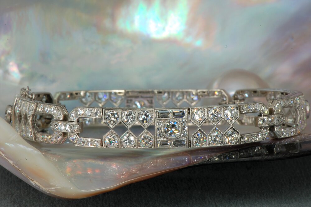 French Art Deco Platinum Diamond Bracelet | Plaza Jewellery English Vintage  Antique Unique Jewellery