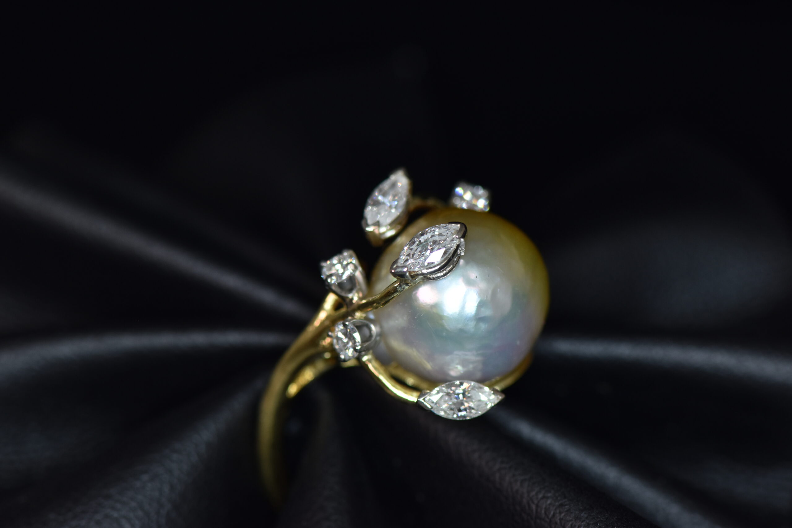 Pretty Mid-Victorian Pearl Diamond Ruby Ring 15k Gold - Victoria Sterling