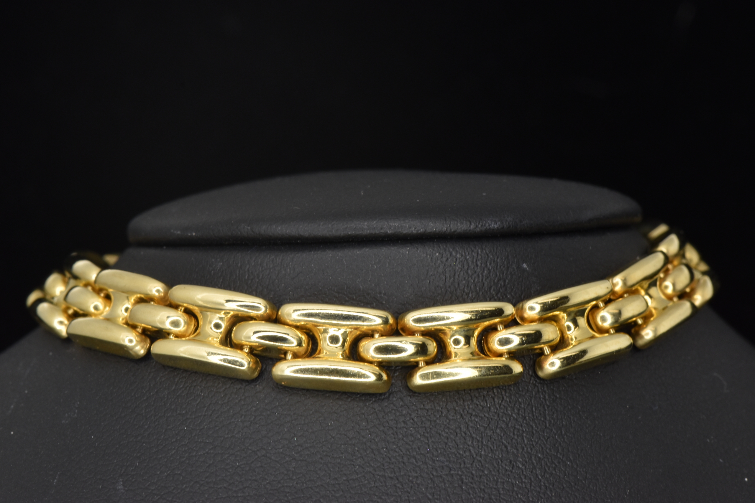 Wide textured omega 14ky gold bracelet — Vintage Jewelers & Gifts, LLC.