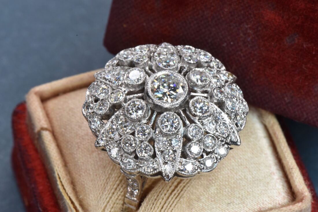 Art Deco Style Cluster Ring – Deboscq Fine Jewelry